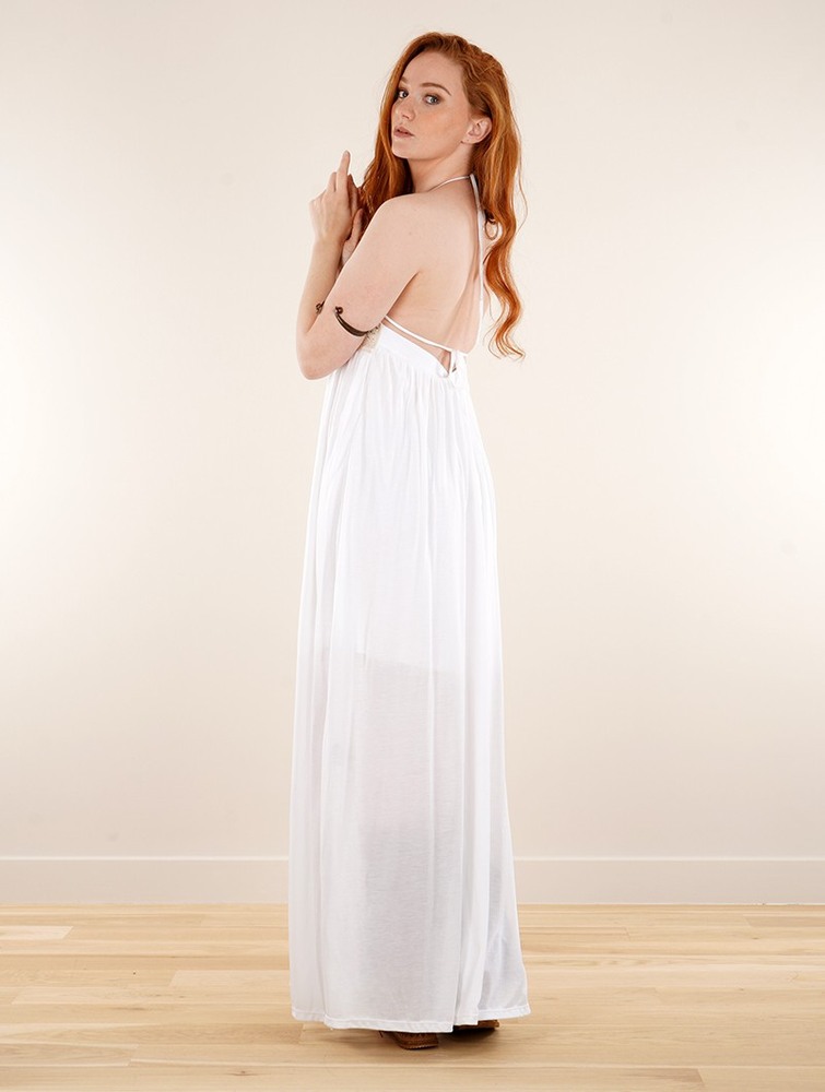 Toonzshop Nolofinwe Strappy Bare Back Long Dress And Harem Pant Overalls Jurk Dames Wit | TC5843709