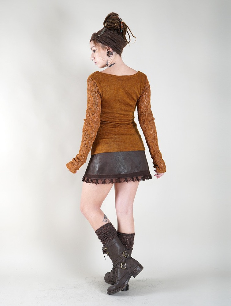 Toonzshop Oroshï Crochet Sleeve Sweater Trui Dames Rusty | LD3827615