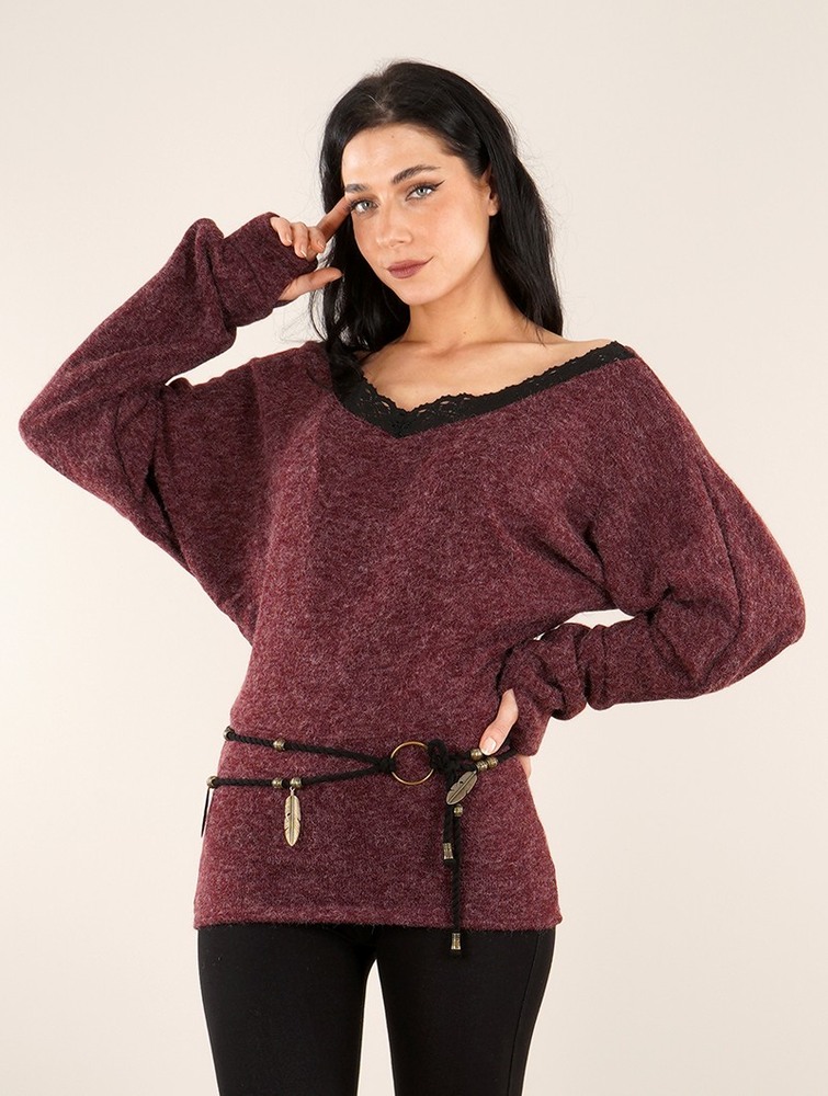 Toonzshop Physälis 2in1 Roll-up Sweater Trui Dames Wine | OM6159803