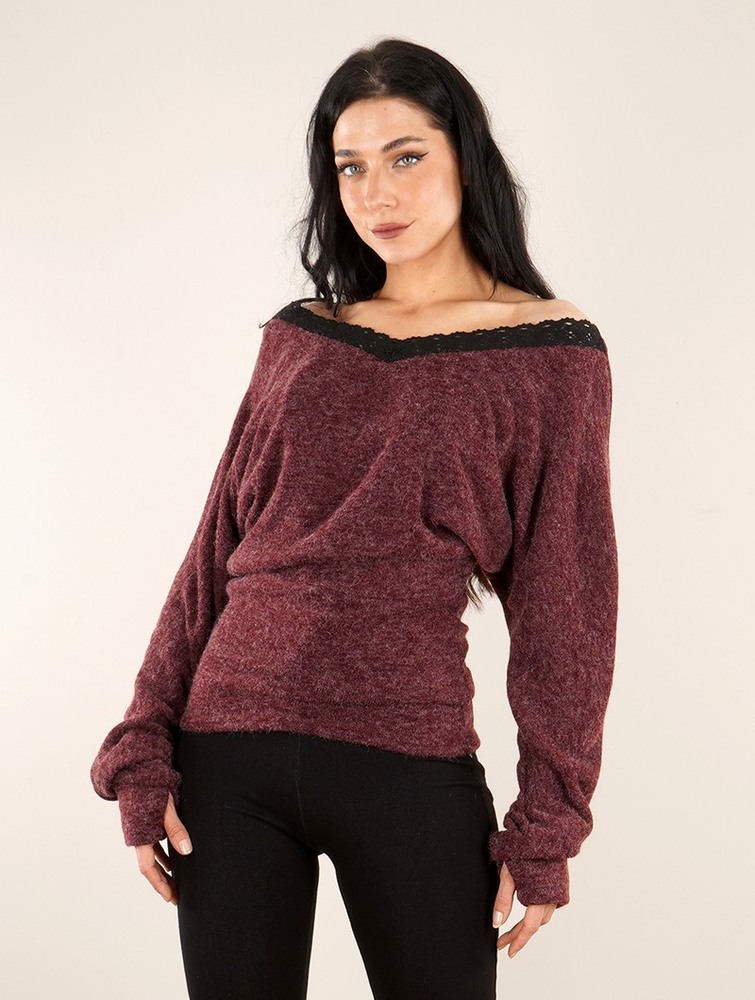 Toonzshop Physälis 2in1 Roll-up Sweater Trui Dames Wine | OM6159803