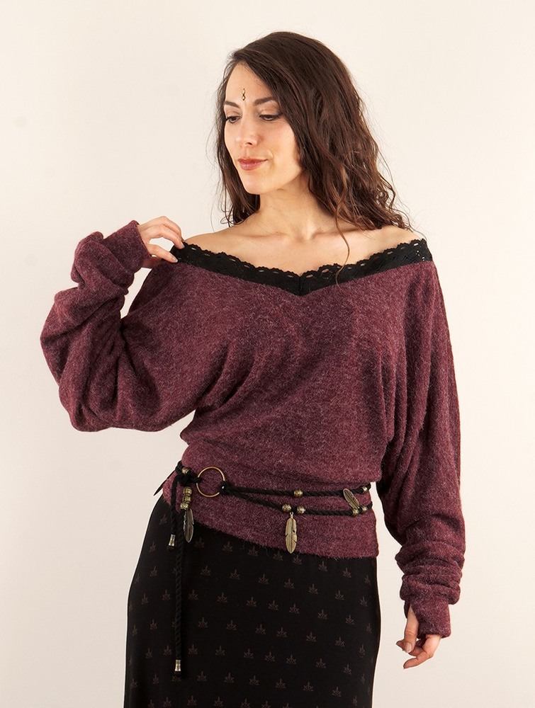 Toonzshop Physälis 2in1 Roll-up Sweater Trui Dames Wine | OM6159803