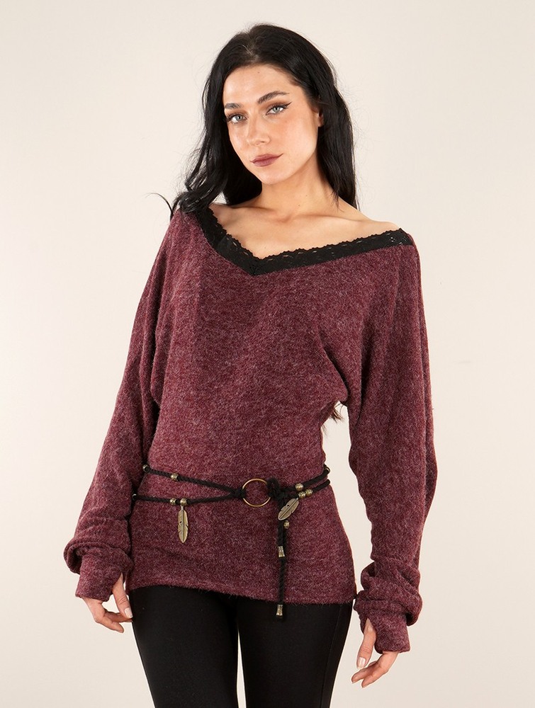 Toonzshop Physälis 2in1 Roll-up Sweater Trui Dames Wine | OM6159803