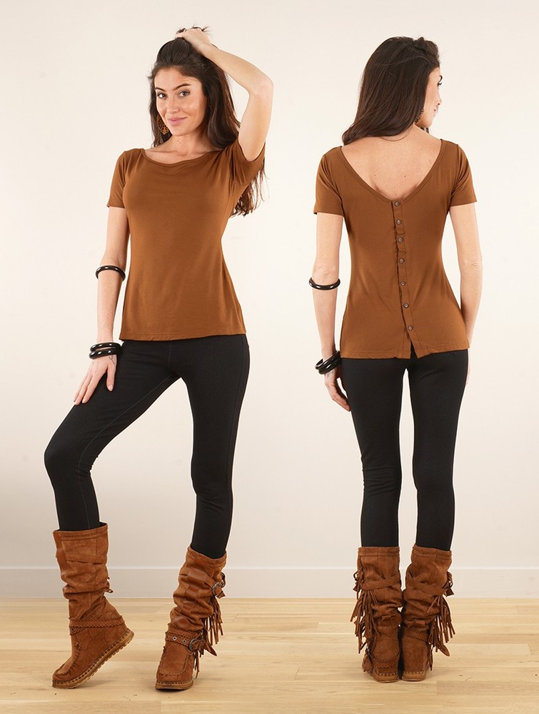 Toonzshop Rakshasa Buttoned Top Topjes Dames Caramel | SF8493715