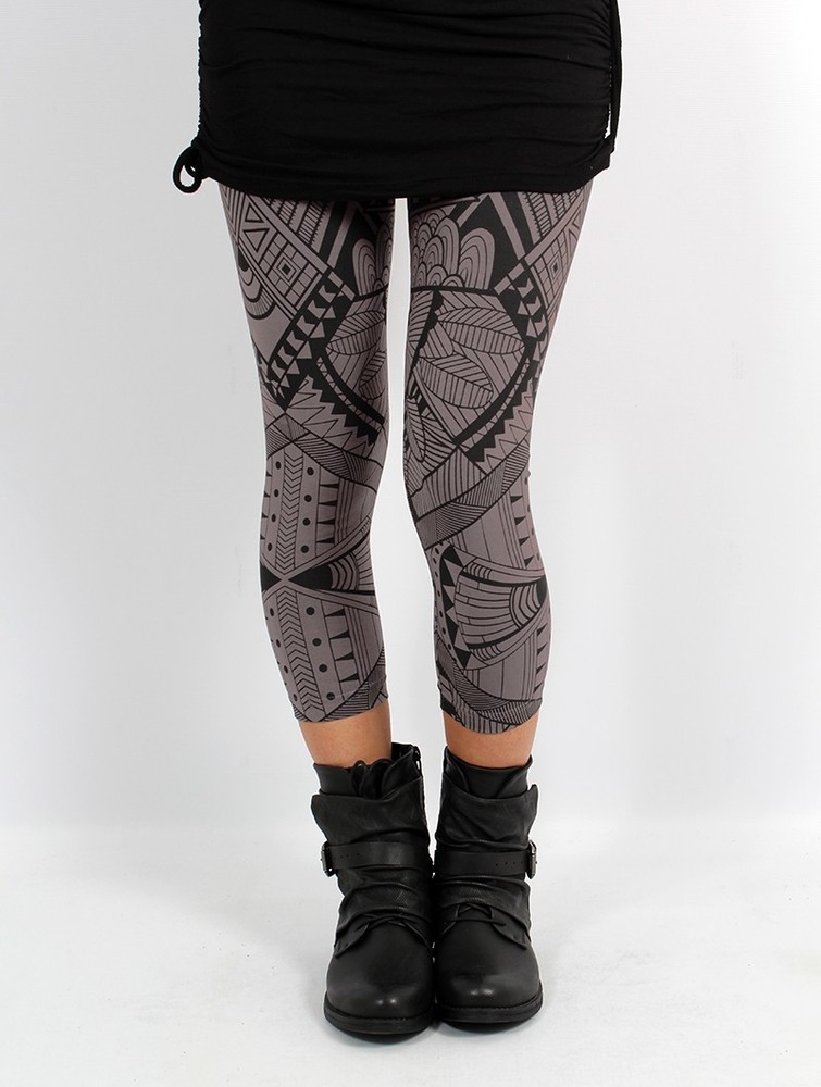 Toonzshop Rinji Africa Printed ¾ Legging Leggings Dames Charcoal | WZ5184093