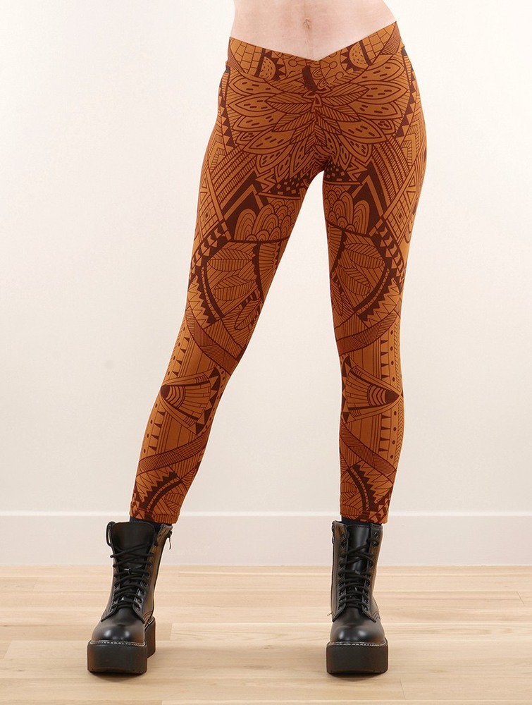 Toonzshop Rinji Africa Printed ¾ Leggings Leggings Dames Rusty | PU6295048