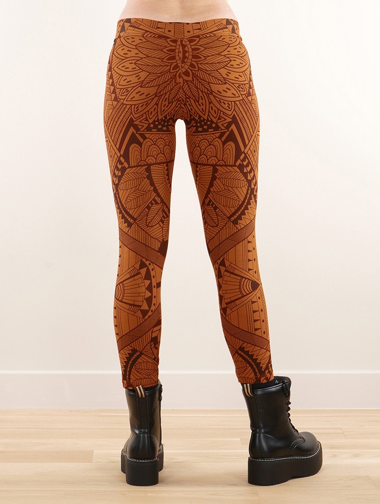 Toonzshop Rinji Africa Printed ¾ Leggings Leggings Dames Rusty | PU6295048