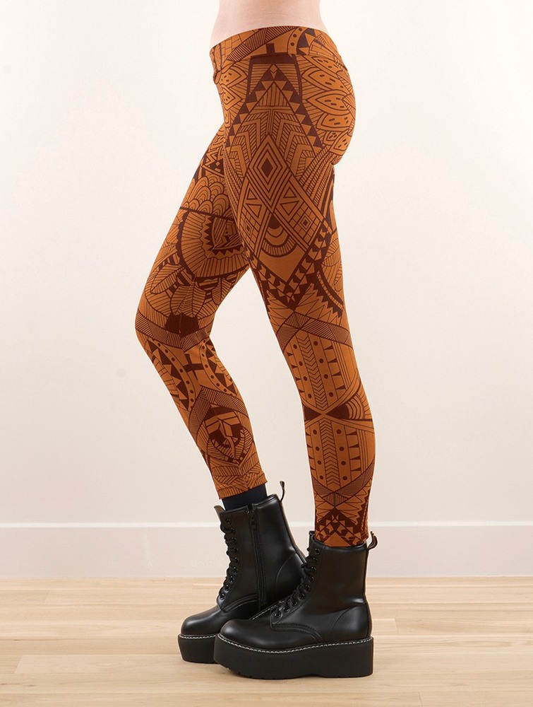 Toonzshop Rinji Africa Printed ¾ Leggings Leggings Dames Rusty | PU6295048