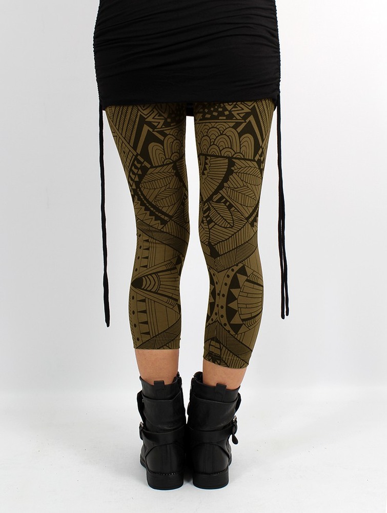 Toonzshop Rinji Africa Printed ¾ Leggings Leggings Dames Groen | LG0613285