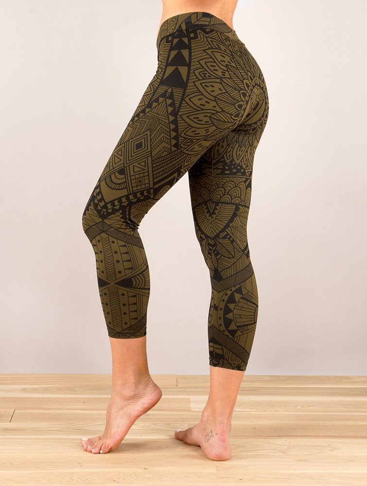 Toonzshop Rinji Africa Printed ¾ Leggings Leggings Dames Groen | LG0613285