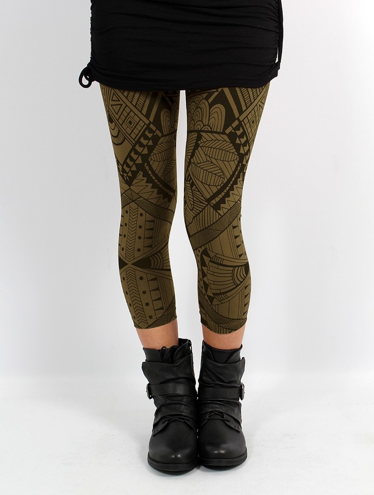 Toonzshop Rinji Africa Printed ¾ Leggings Leggings Dames Groen | LG0613285