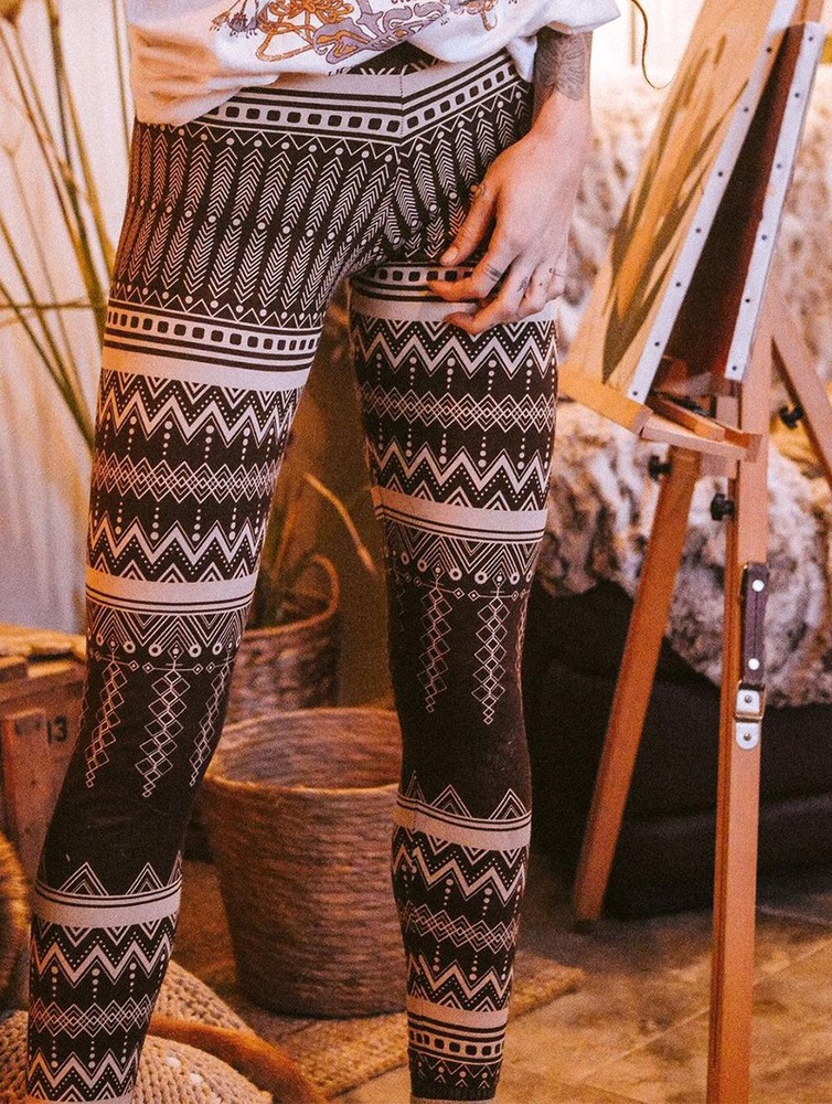 Toonzshop Rinji Aztec Printed Long Leggings Leggings Dames Donkerbruin | RZ4917850