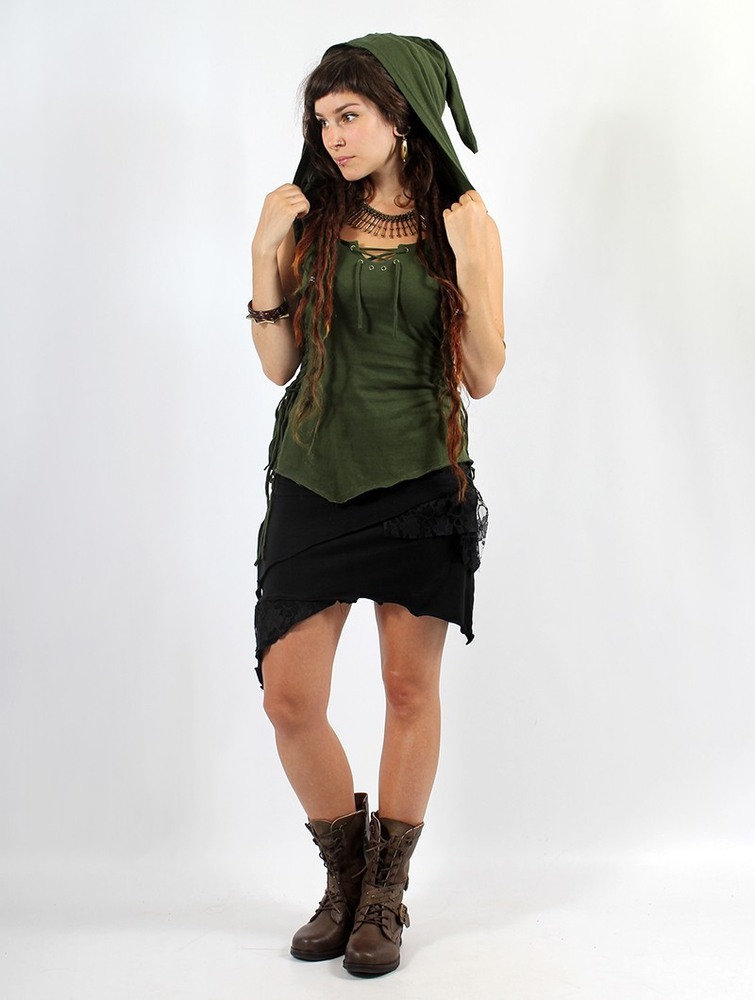 Toonzshop Sanjana Pixie Hood Top Topjes Dames Groen | QU3198504