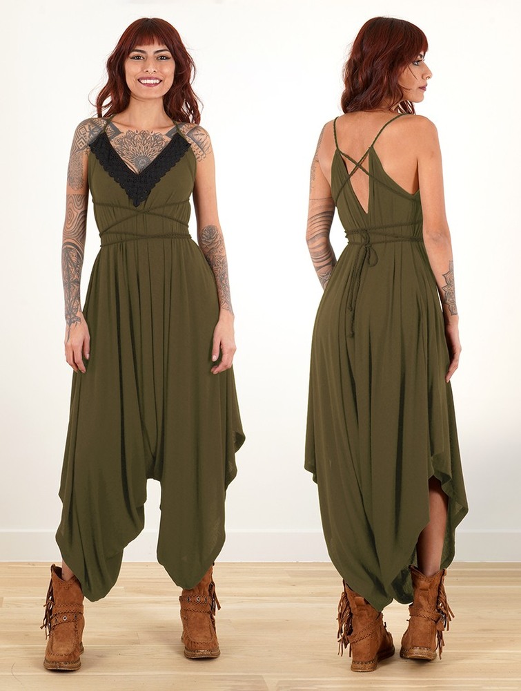 Toonzshop Topäaz Loose And Reversible Strappy Jumpsuit Jumpsuit Dames Khaki | AK9312567