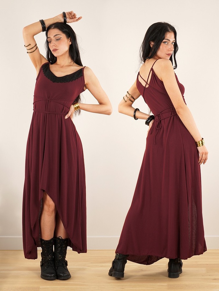 Toonzshop Topäaz Loose Strappy Long Dress Jurk Dames Wine | NG0914235