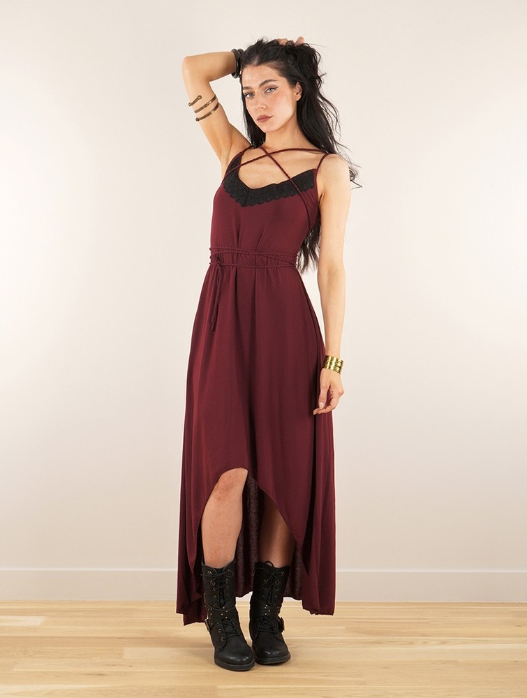 Toonzshop Topäaz Loose Strappy Long Dress Jurk Dames Wine | NG0914235