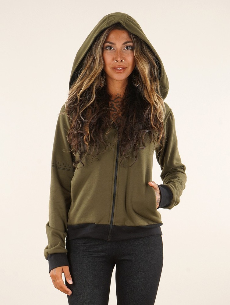 Toonzshop Vidar Zohraa Zipped Hoodie Hoodie Dames Khaki | RS6901283