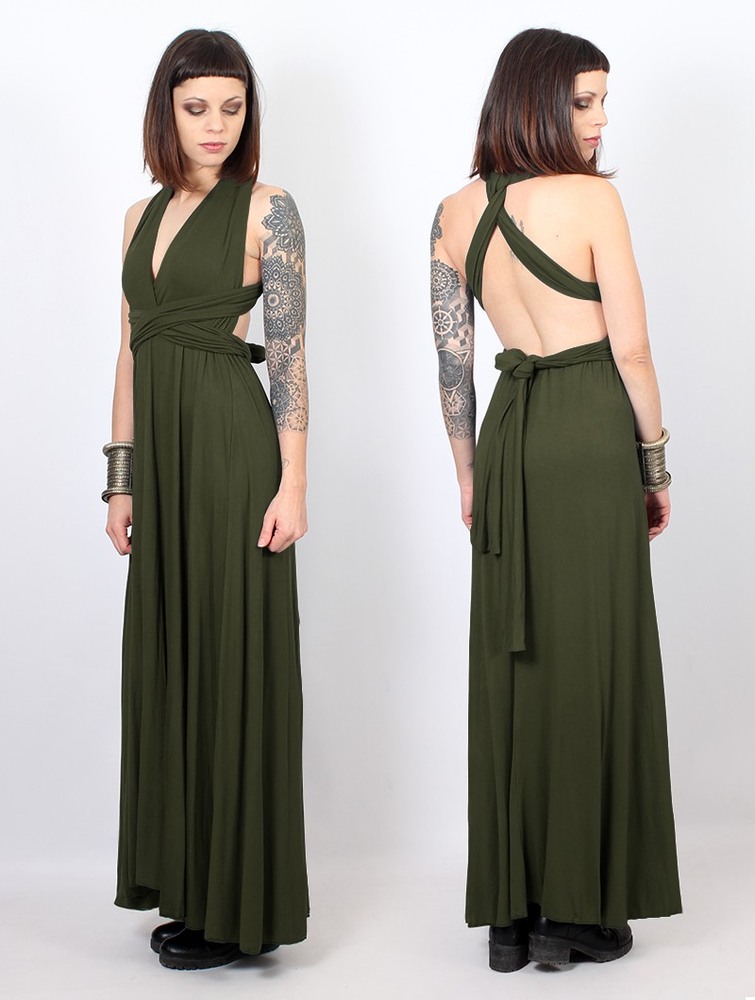 Toonzshop Wakiza Long Infinity Dress Jurk Dames Groen | IB9872543