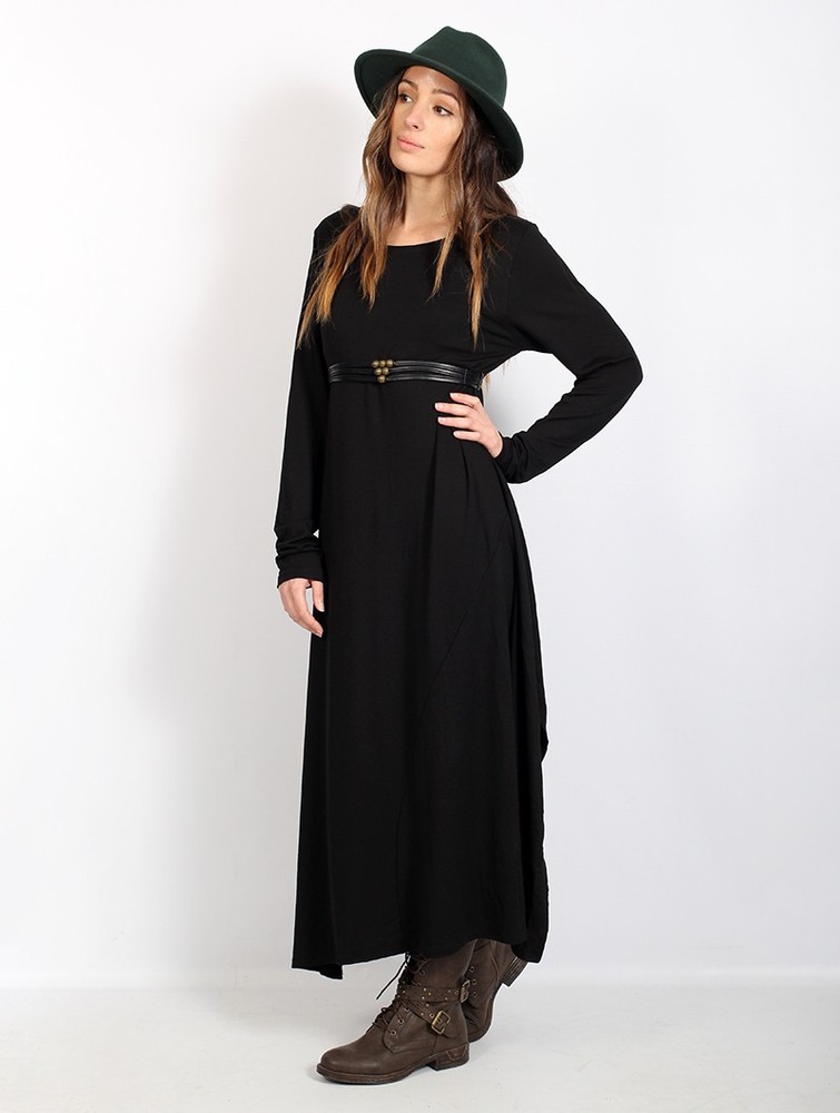 Toonzshop Wasilah Long Sweater Dress Jurk Dames Zwart | KO3097821