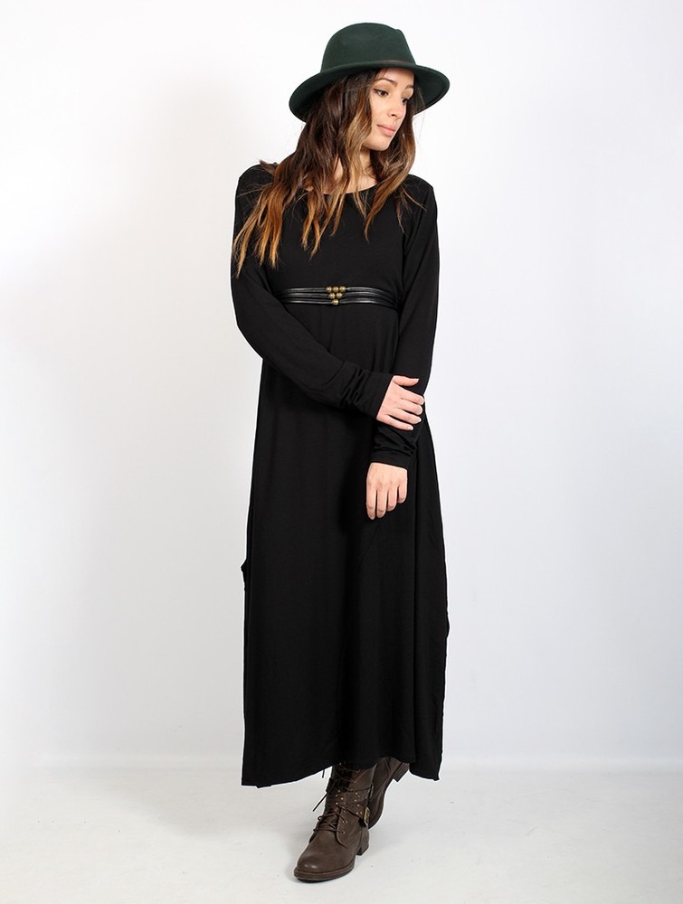 Toonzshop Wasilah Long Sweater Dress Jurk Dames Zwart | KO3097821