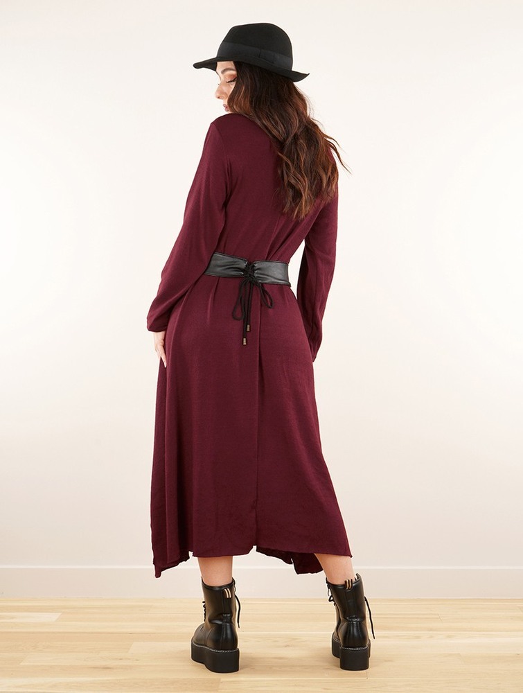 Toonzshop Wasilah Long Sweater Dress Jurk Dames Wine | PR1078295