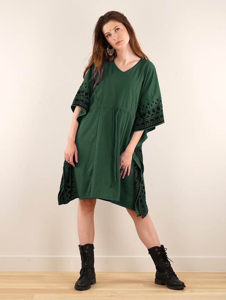 Toonzshop Wilwarin Ethnic Arrow Kaftan Dress Jurk Dames Groen | LN0538142