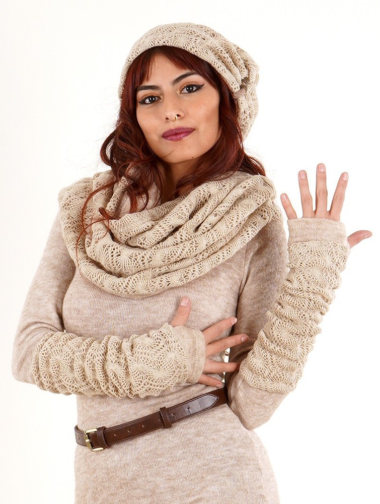 Toonzshop Yüm Crochet Arm Warmers Fingerless gloves-legwarmers Dames Beige | CX0386197