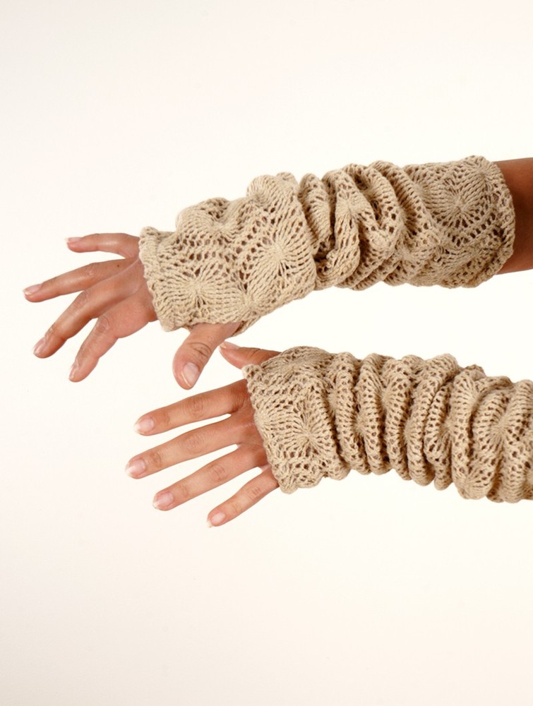 Toonzshop Yüm Crochet Arm Warmers Fingerless gloves-legwarmers Dames Beige | CX0386197